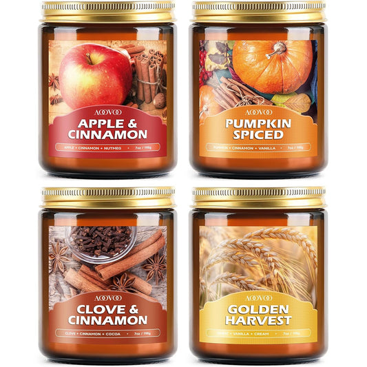AOOVOO Fall Candles Set - 4 Pack Candles for Home Scented
