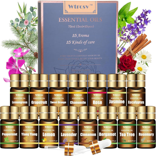 Essential Oils Set - Top 15 Scents for Diffuser
