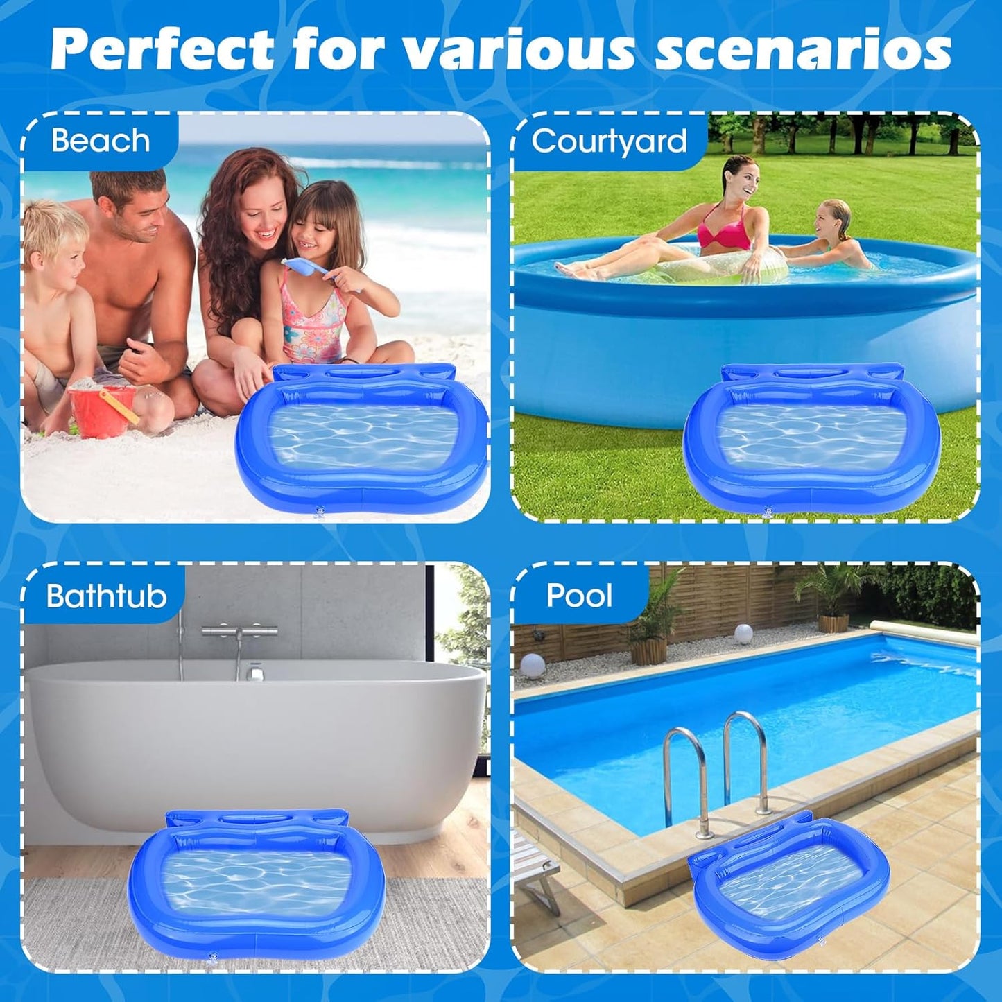 Inflatable Pool Foot Bath Basin,Foot Soaking Bath Basin for Swimming Pool Clean Feet, Pool Foot Wash Bath Tub for Entry Ladder,Hot Tub Spa,Above Ground-Blue