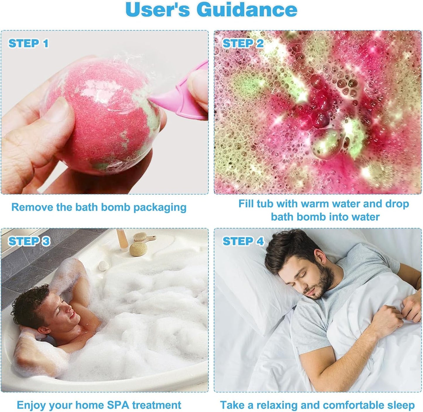 Bath Bombs for Men and Women, Gifts Set for Women & Men with Strong Scented Handmade Organic Bath Bombs Set, Natural Essential Oils, 8 Pack Relaxing Gifts, Mother's Day Birthday Gifts