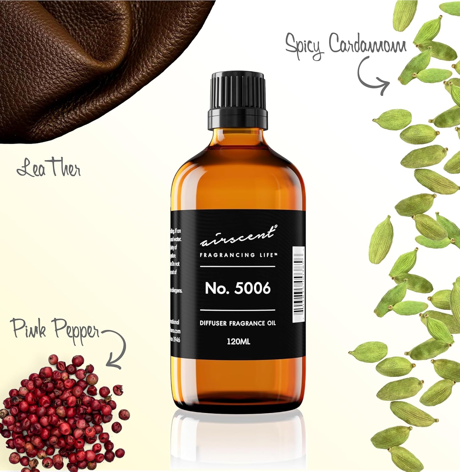 AirScent Diffuser Oil Inspired by TF's Ombre Leather - No. 5006 Perfume Dupe - Fragrance Oil Blend for Ultrasonic and Waterless Diffusers and Crafting - 120 ml, 4 fl oz Glass Bottle with Dropper