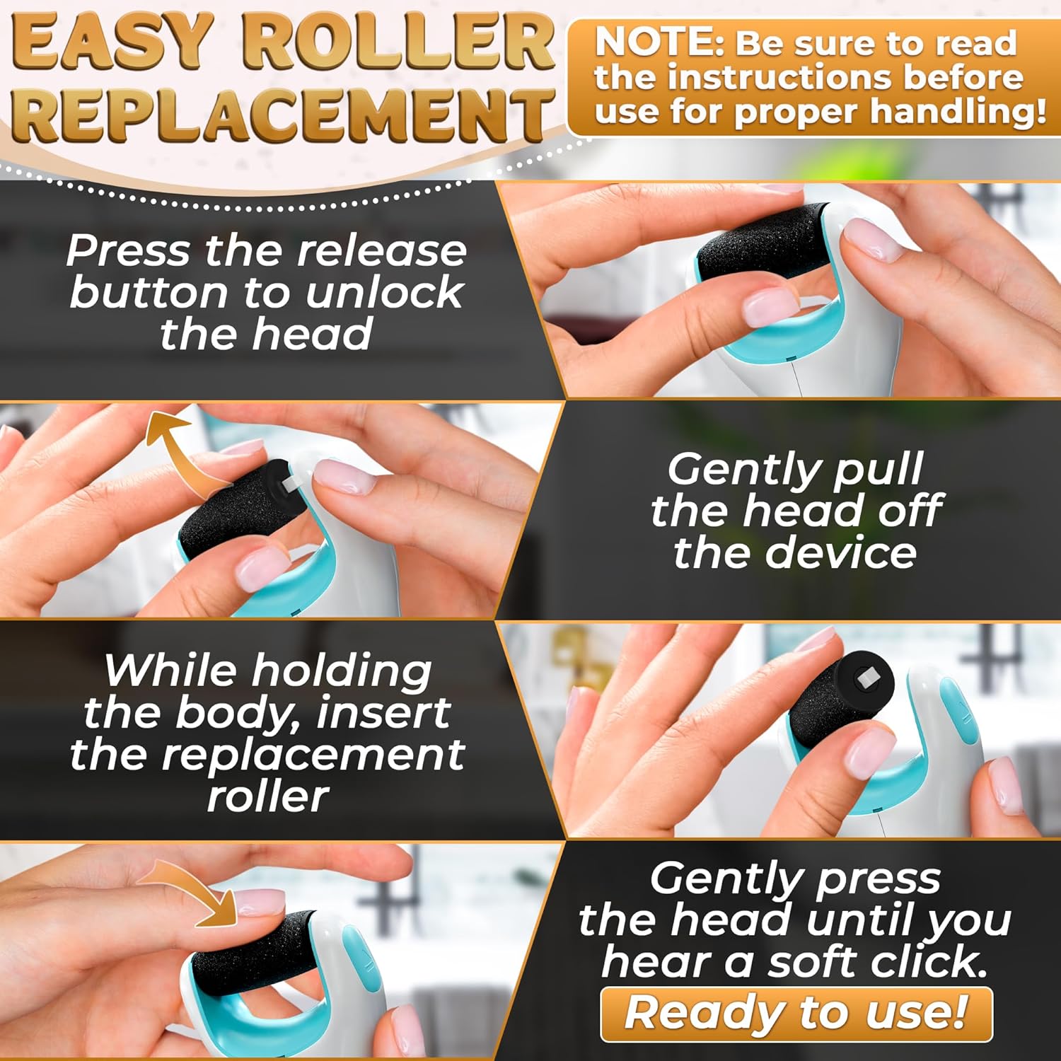 Electric Foot Sander Callus Remover – 3-Speed Foot Sanders for Feet (1800/2200/2800 RPM) with Replaceable Roller | 360° Rotating Head & Precision Control, Easy to Clean – Pedicure Tools for Feet Care