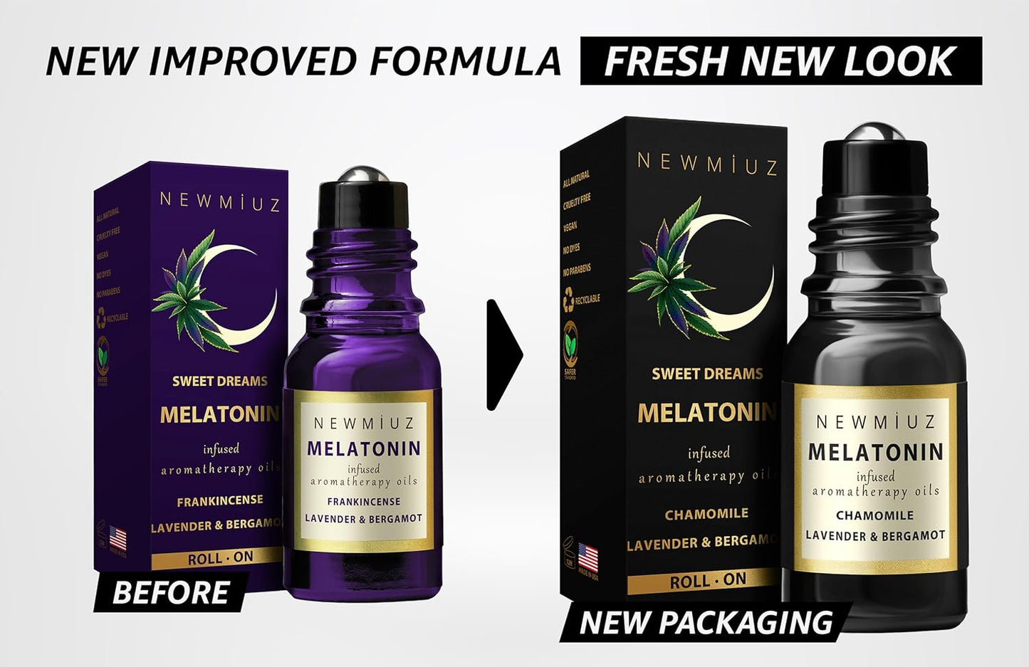 Destress Roller Holy Basil Lavender and Bergamot & Deep Sleep Melatonin Lavender Bergamot Frankincense Pack of 2