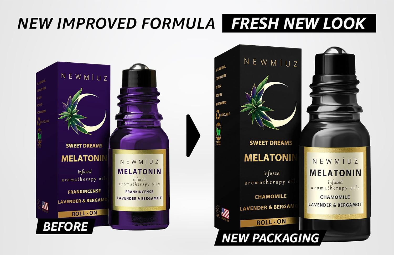 Destress Roller Holy Basil Lavender and Bergamot & Deep Sleep Melatonin Lavender Bergamot Frankincense Pack of 2