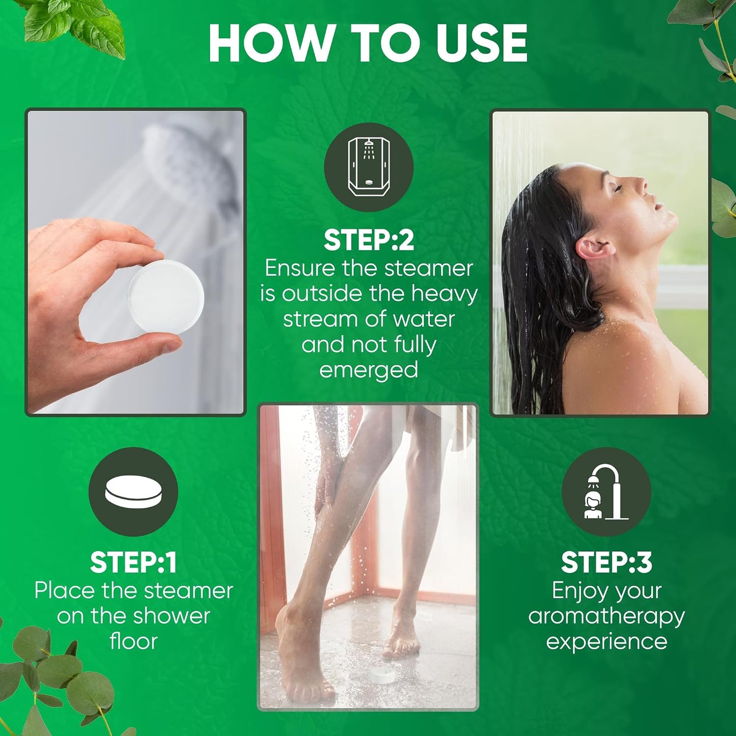 Afina Shower Steamers | Relief | Eucalyptus Mint | Natural Aromatherapy for Stress Relief and Relaxation | Spa Gifts for Women & Men (6 Count)