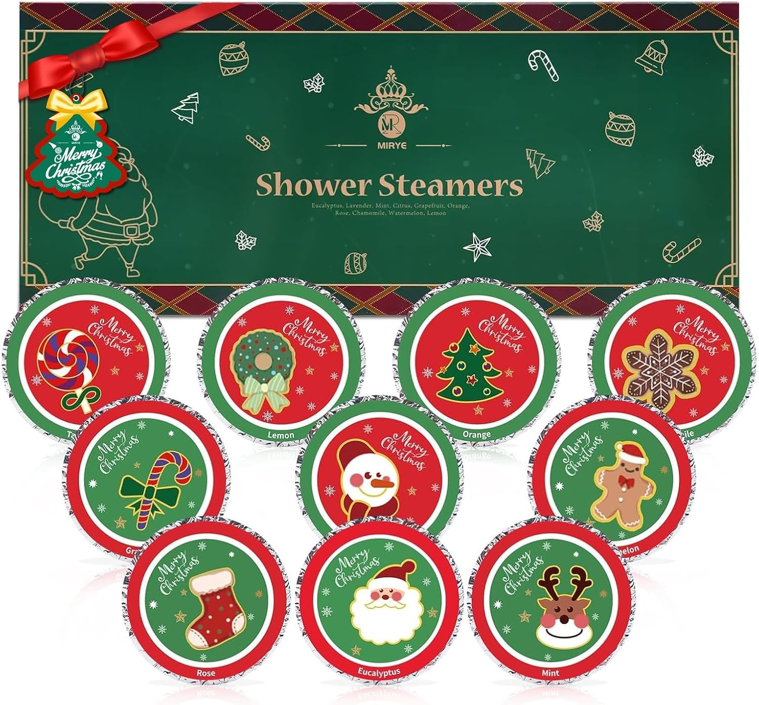 10 Pcs Shower Steamers Aromatherapy, Christmas SPA Gifts Birthday Gifts White Elephant Shower Bombs with Essential Oils Relaxation Home SPA, Self Care Christmas Stocking Stuffers for Women Men