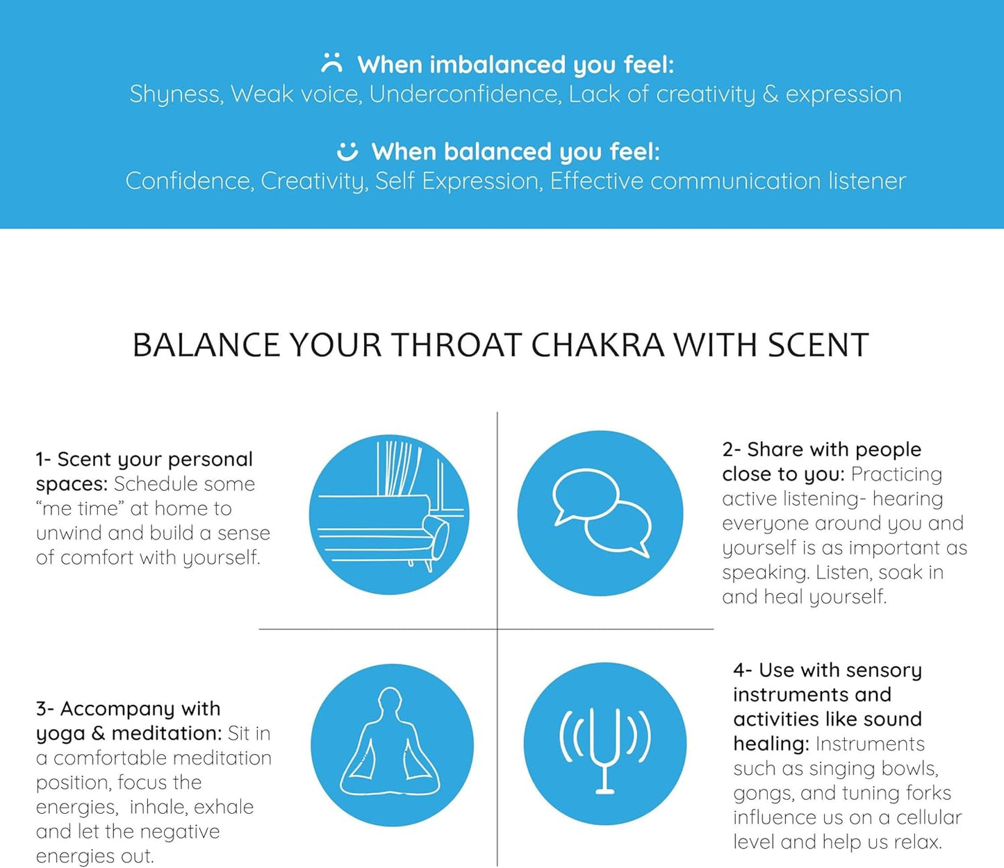 Throat Chakra Essential Oil Roll-On Blend by Aromafume | 10ml/0.33 fl oz | Vishuddha | Aromatherapy Oils for Chakra Balance | Peppermint & Lavender Extracts| Chakra Incense for Meditation, Yoga, Reiki