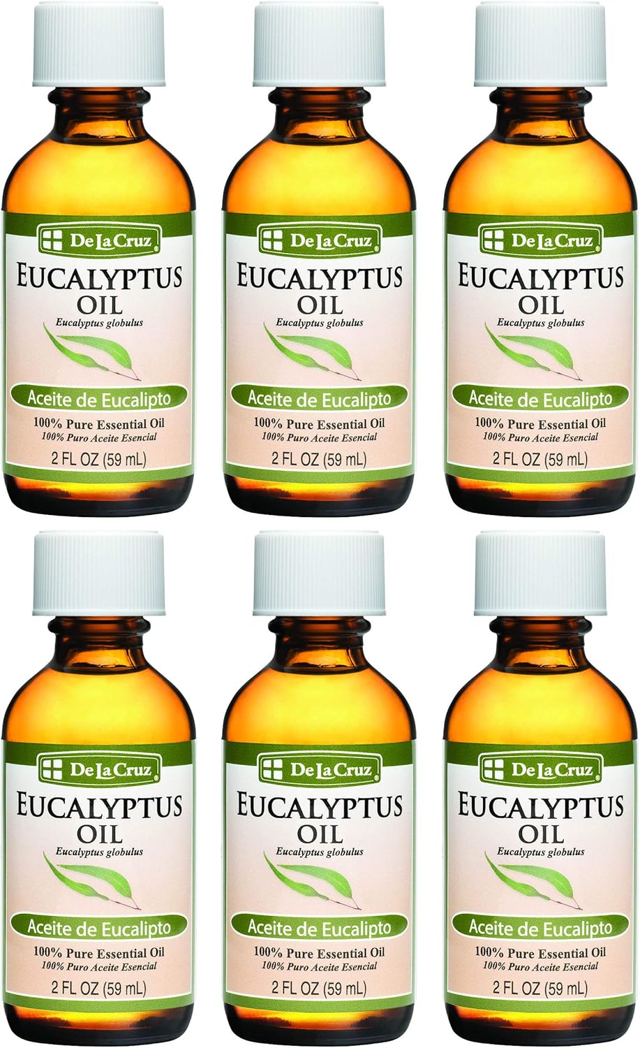 Eucalyptus Essential Oil Aromatherapy for Diffuser or Humidifier 100% Pure Steam Distilled Eucalyptus Globulus 2 FL OZ (6 Bottles)