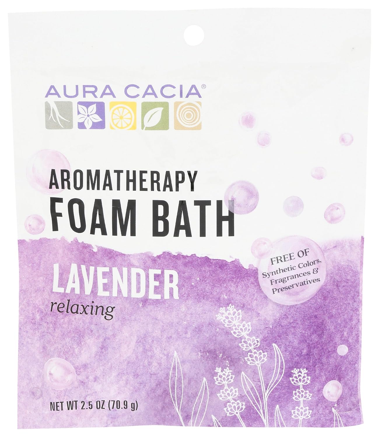Aura Cacia Aromatherapy Foam Bath, Relaxing Lavender, Calming Bubble Bath with Pure Essential Oils for Relaxation and Soft Skin | 2.5 Ounce (Pack of 1)