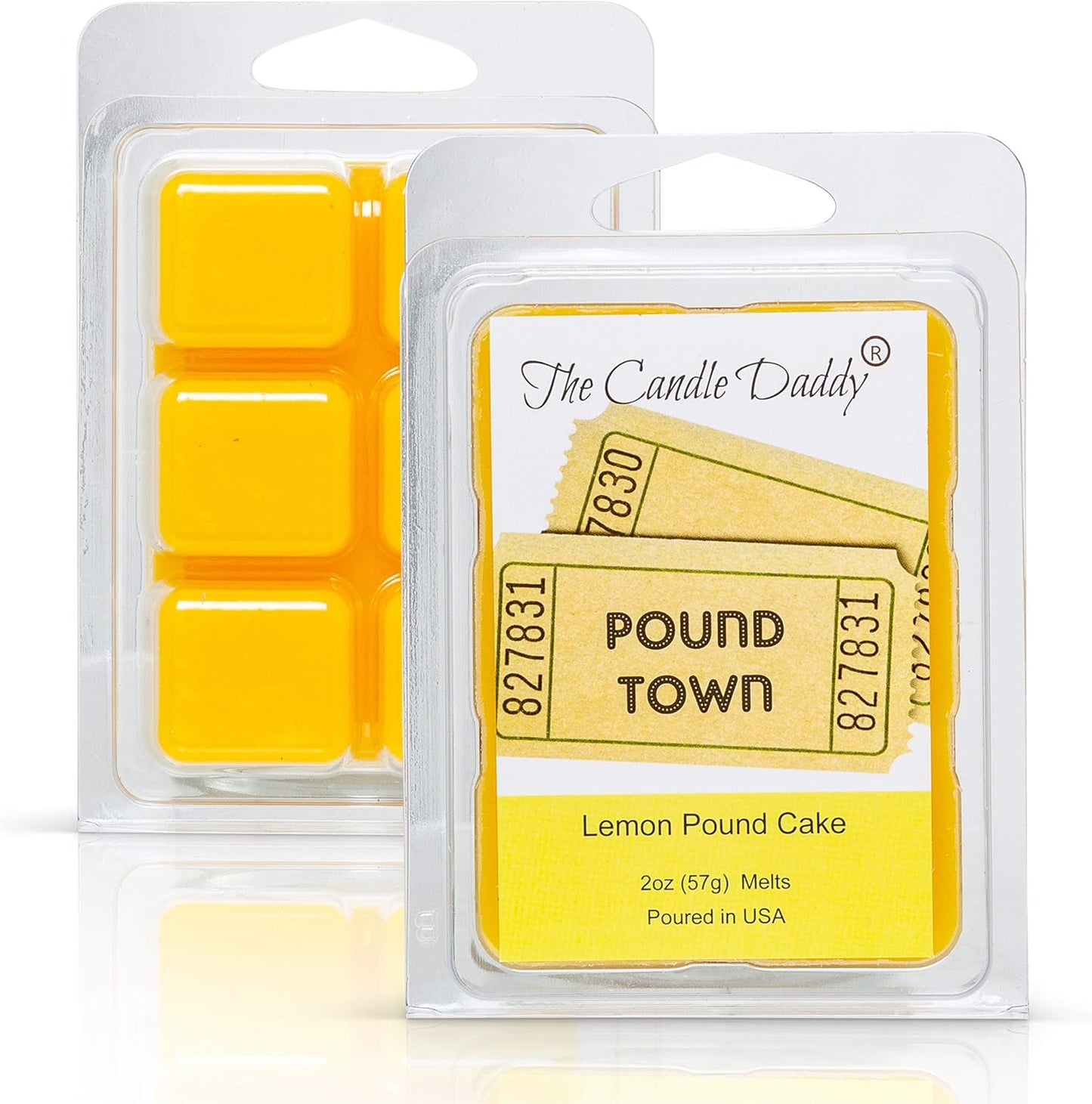 Two Tickets To Pound Town - Lemon Pound Cake Scented Melt - Maximum Scent Wax Melt - 1 Pack -2 Ounces - 6 Cubes Unique Funny Gift for Women, Men, BFF, Wife, Boyfriend Girlfriend, Husband, Partner