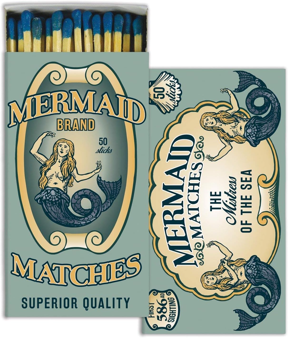 Homart Mermaid Brand Decorative Match Box with Wooden Matches