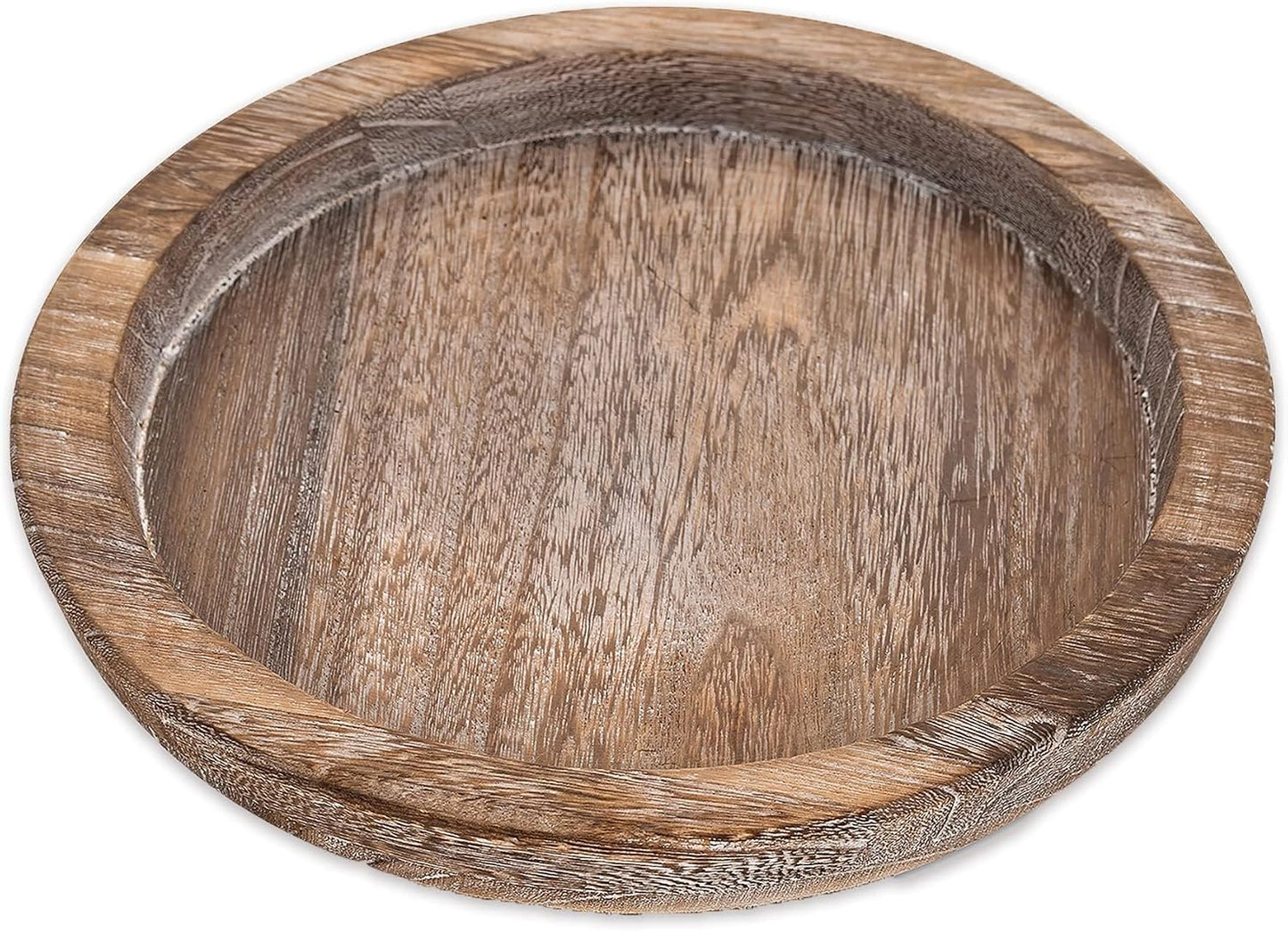 Rustic Wooden Serving Tray - Candle Holder Tray Home Decor, Small Wooden Serving Tray, Round Wood Tray for Coffee Table, Decorative Tray, Centerpiece Table Decorations for Home Decor (8.07 in), Retro