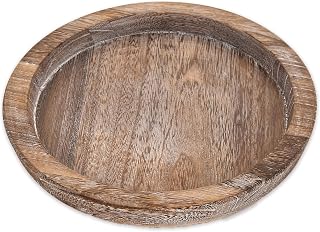 Rustic Wooden Serving Tray - Candle Holder Tray Home Decor, Small Wooden Serving Tray, Round Wood Tray for Coffee Table, Decorative Tray, Centerpiece Table Decorations for Home Decor (8.07 in), Retro