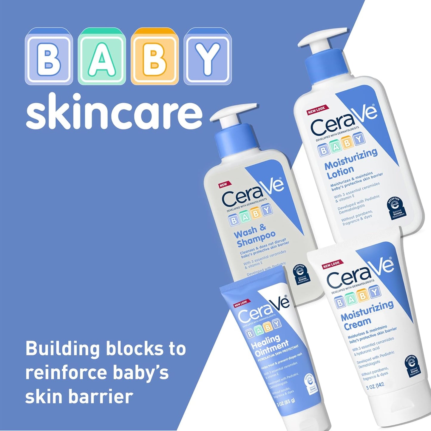 CeraVe Baby Wash & Shampoo, Tear-Free 2-in-1 Bath Wash for Hair & Skin, with Vitamin E, Fragrance-Free, Paraben-Free, Dye-Free, Phthalates-Free, Sulfate-Free, 16oz