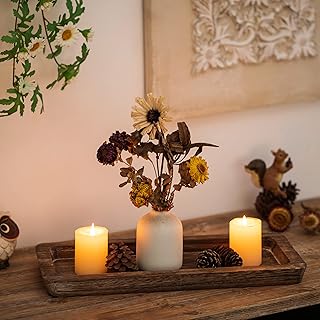 Hanobe Wooden Tray for Candle Decorative: Wood Rustic Long Centerpiece Trays Rectangle Narrow Farmhouse Decor for Dining Coffee Table Kitchen Fireplace Mantle