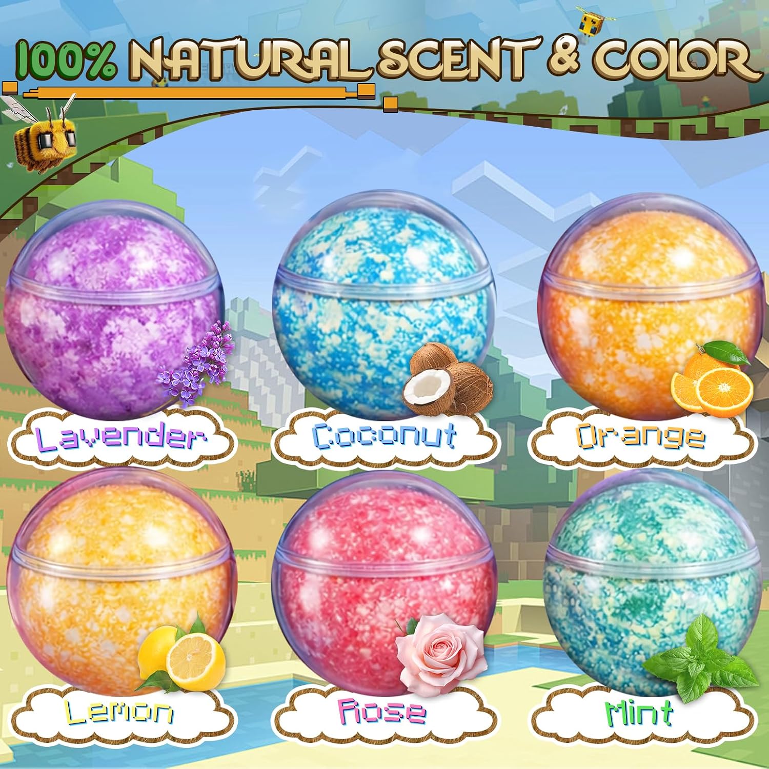 Bath Bombs for Kids: 3 in 1 Build My Own World Dig a Bath Bombs with Toys Inside, Organic Bath Bomb Rich in Natural Essential Oils, Kids Bath Bomb for Dry Skin Moisturize, Summer Party Favors(6 Pcs)