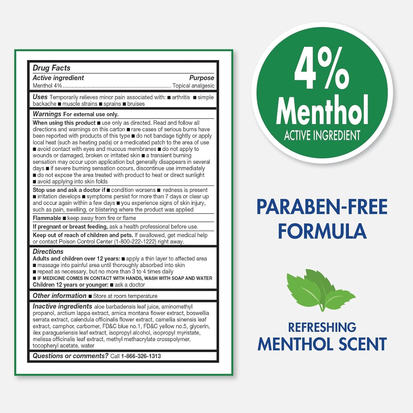 TheraCare 4% Menthol Roll-On | Cold Hot Sensation | Pain Relief Gel | 2.5 oz. 73 mL | Non-Greasy Formula | Immediate Penetrating Action | Topical Analgesic