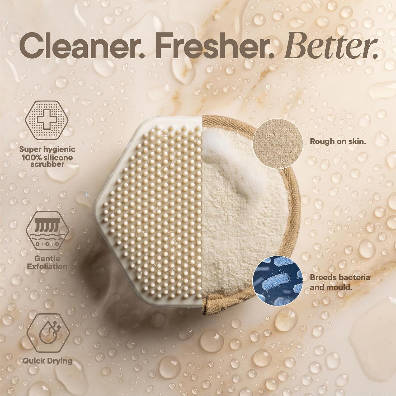 TOOLETRIES Premium Silicone Face Scrubber for Men & Women, Gentle Facial Cleansing Brush & Exfoliator, Deep Pore & Dead Skin Removal, Soft Touch Massager, Quick-Drying & Hygienic - Sand