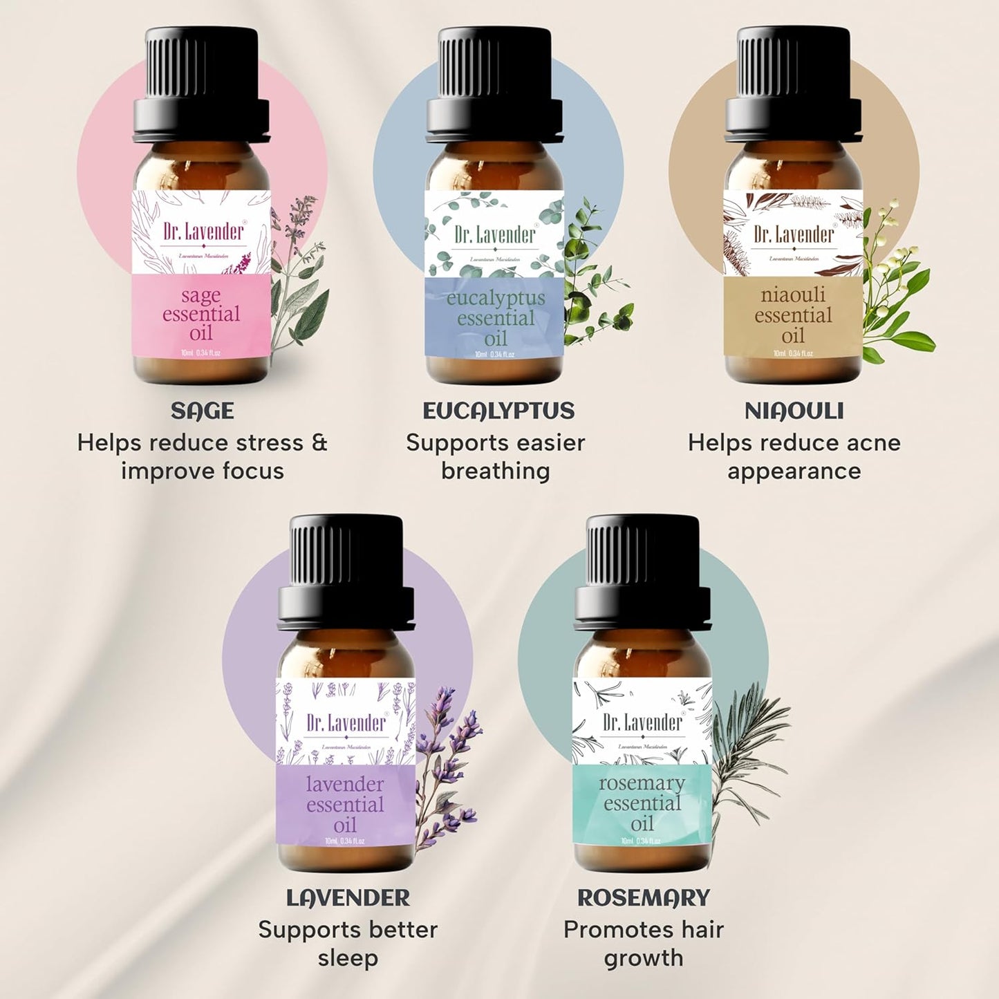 Dr. Lavender Natural Rosemary Essential Oil - 100% Botanical Scent for Hair Appearance & Scalp Massage - Revitalizing Aroma for Diffuser & Home Fragrance - 10ml