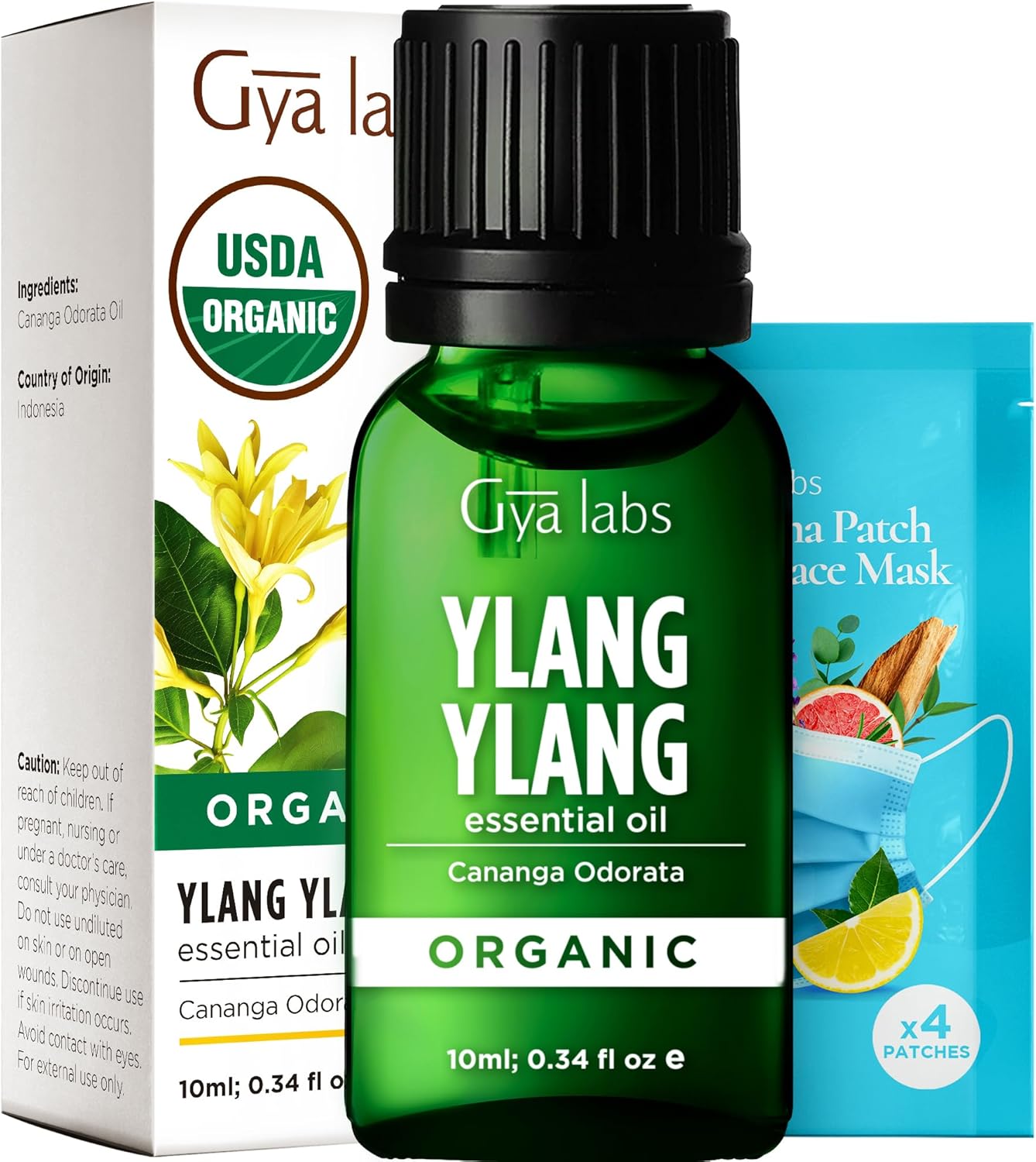 Organic Ylang Ylang Essential Oil for Diffuser & Sage Oil for Diffuser Set - Aromatherapy Grade Essential Oils Set - 2x0.34 fl oz - Gya Labs
