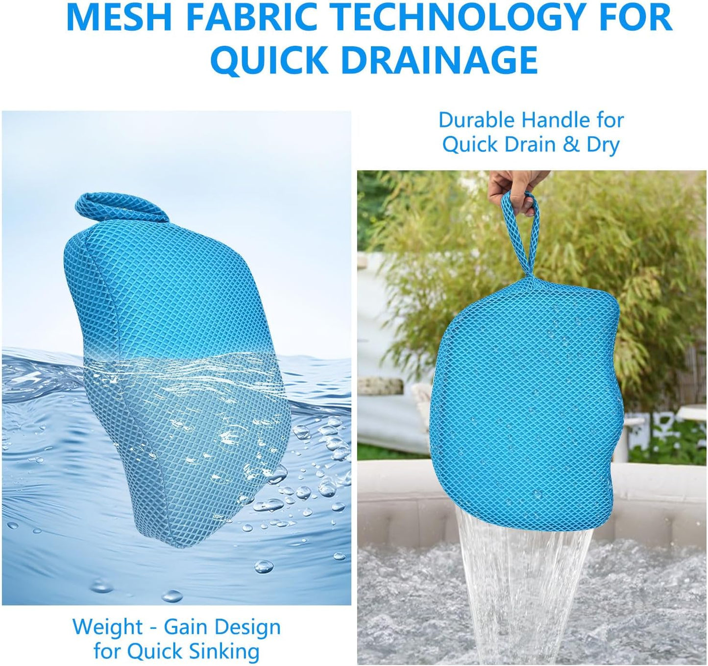 REEZEIVI Hot Tub Booster Seat for Adults,5 Inch Thick SPA Cushion,Weighted Hot Tub Cushion with Non-Slip Bottom,Quick Dry Spa seat,Washable 3D Mesh,Inflatable Hot Tub,Pool, Bathtub (Bue)
