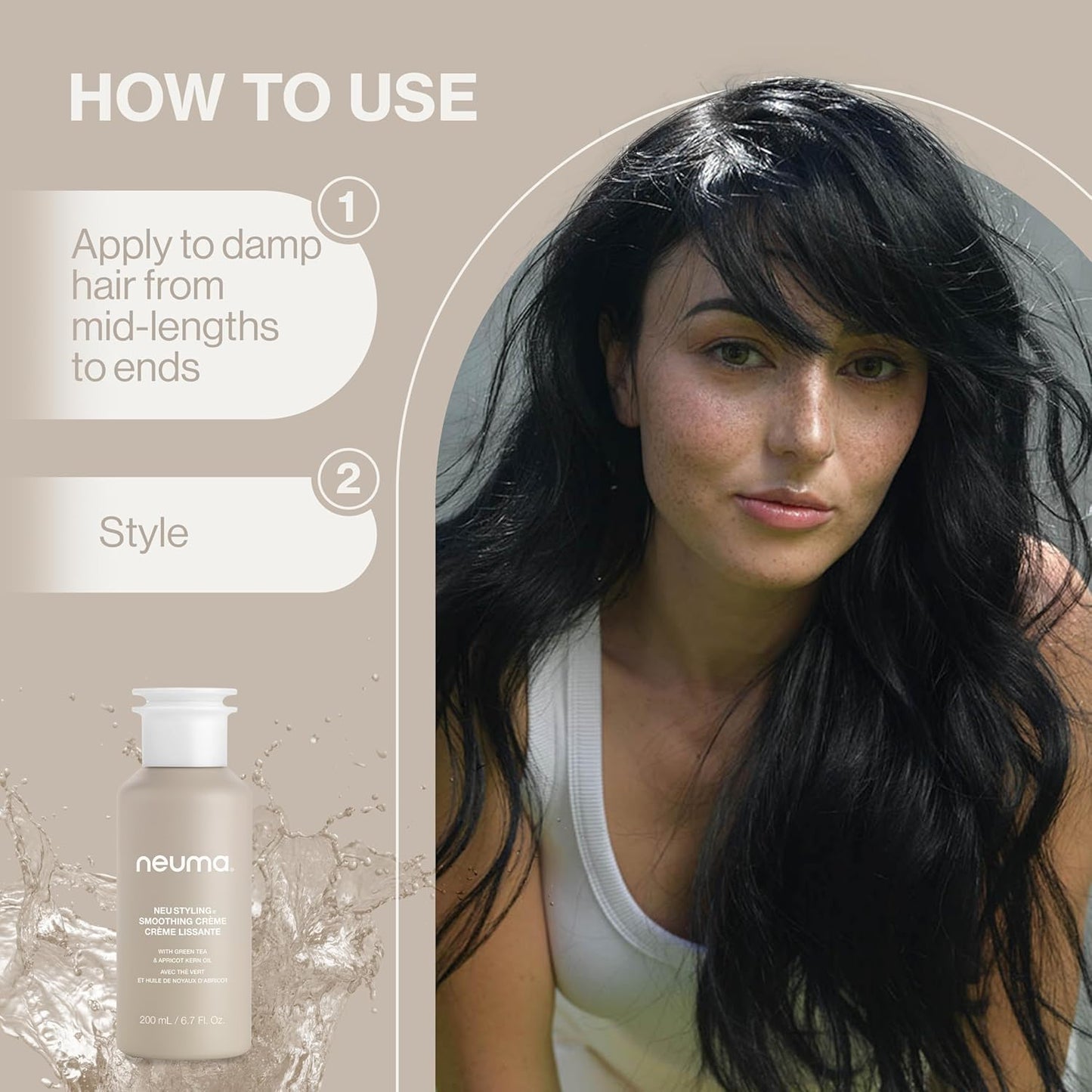 Neuma Neu Styling Smoothing Hair Crème, 6.7 FL Oz | Lightweight Frizz Control Cream Enriched with Shea Butter & Apricot Kernel Oil for Soft, Smooth & Shiny Hair | Color-Safe Formula