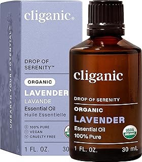 Cliganic Organic Lavender Essential Oil, 1oz - 100% Pure Natural Undiluted, for Aromatherapy Diffuser | Non-GMO Verified