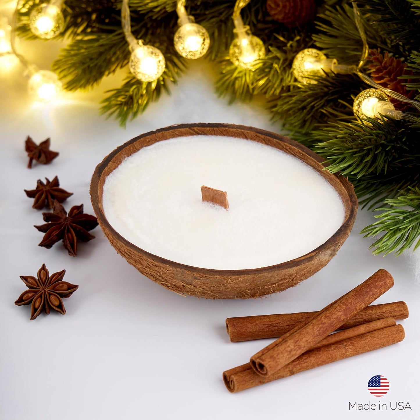 – Scented Candles Clearance | Coconut Shell Soy Wax Candle with Wooden Wick | Candles for Home Décor | Gift Idea for Women (1, Coconut)
