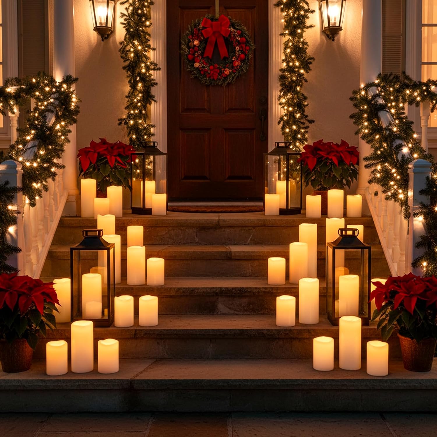 6" 8" 10" x 4" Large Waterproof Outdoor Flameless Candles Battery Operated LED Pillar Candles for Indoor Outdoor Lanterns, White, Long Lasting, Set of 3