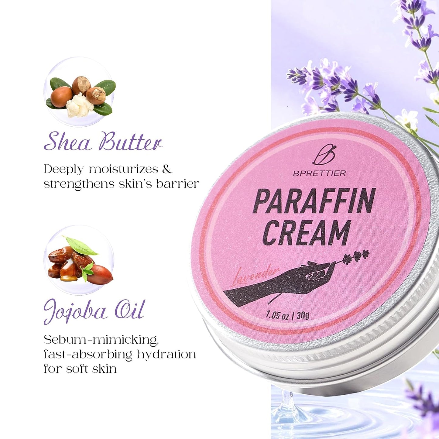 Cold Paraffin Wax Cream for Hands and Feet, Shea Butter Cuticle Balm, Lavender Scent Home Spa, No-Heat Moisturizing Mask