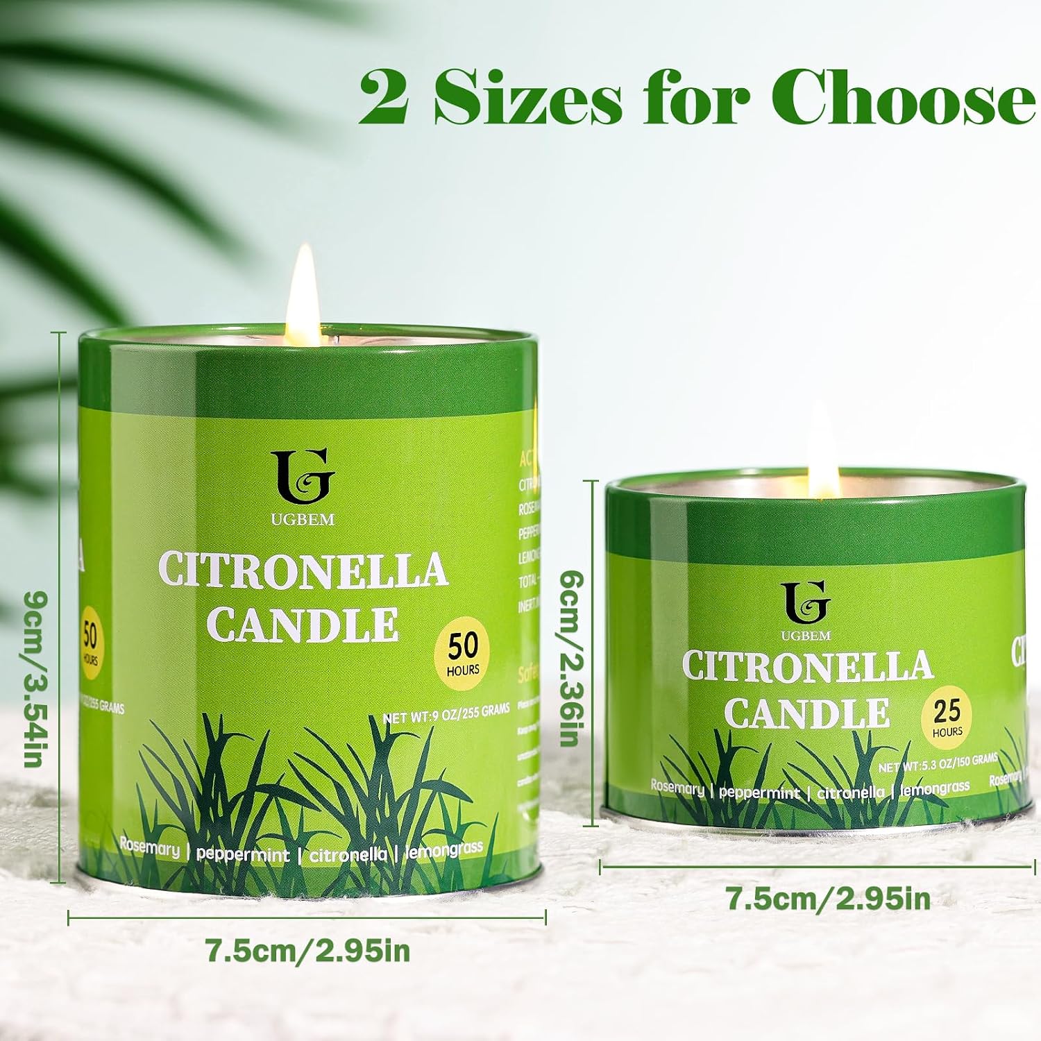 Citronella Candles Outdoor, Natural Soy Wax Outdoor Candles for Patio Backyard Garden Camping, Citronella Essential Oil Blend with Rosemary Peppermint & Lemongrass, 25 Hour Burn Time, 4Pack5.3oz