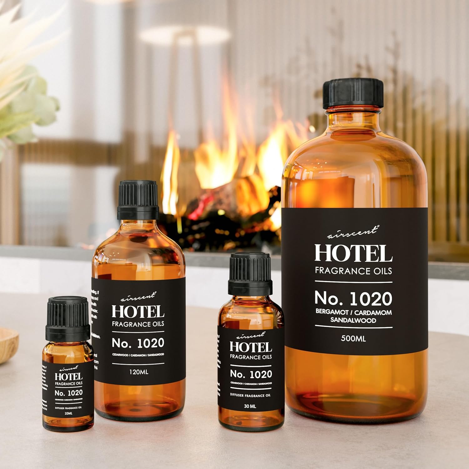 AirScent Hotel Diffuser Oil No. 1020 - Bergamot Cardamom Sandalwood - Hotel Scent Dupe - Premium Fragrance Oil for Ultrasonic and Waterless Diffusers and Crafting - 10 mL, 0.34 fl oz Glass Bottle
