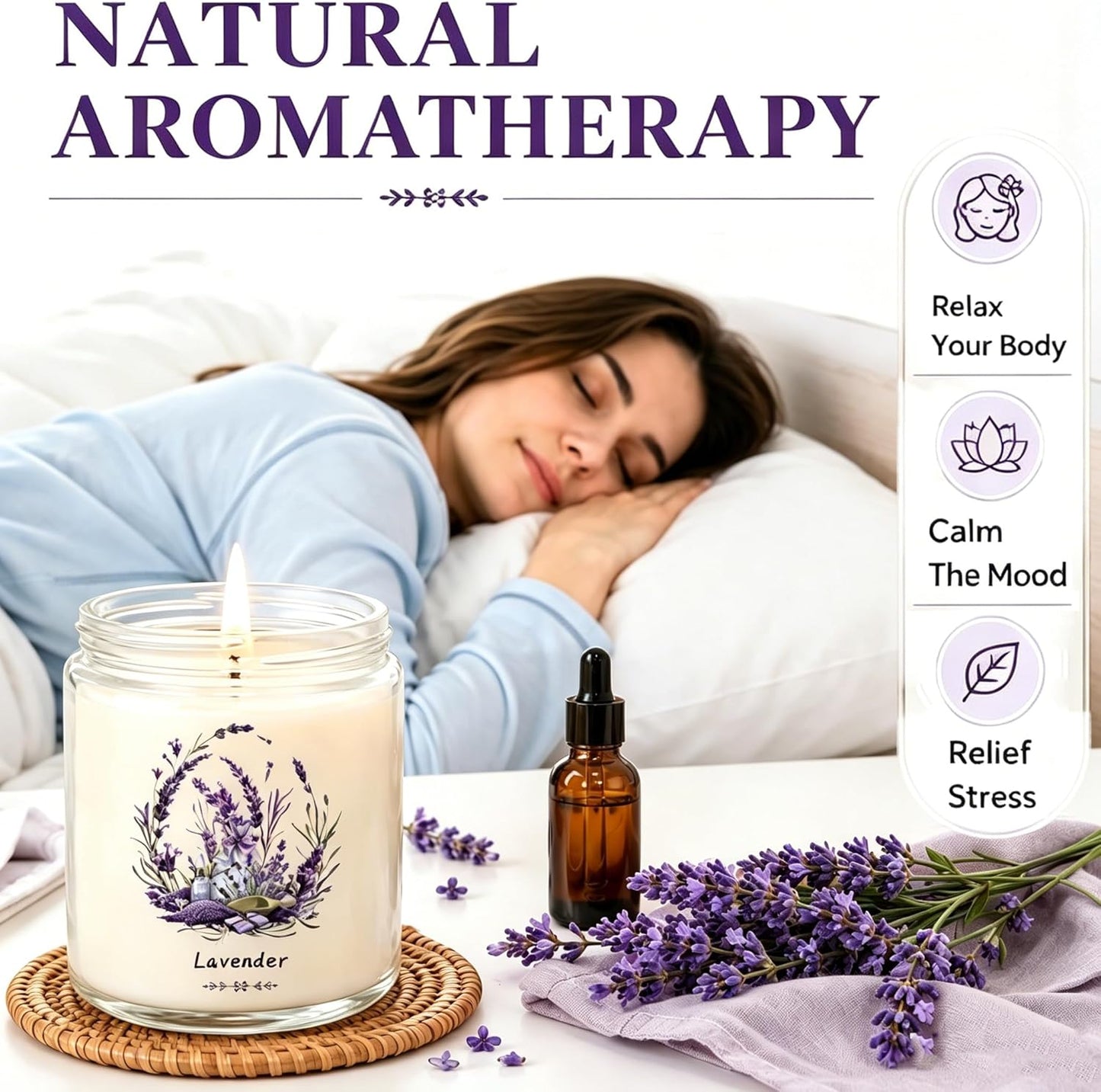 6 Pack Scented Candles Gift Set for Women, Soy Wax Jar Candles for Home, 37.8 oz Total Up to 300 Hours Burn Time, Fresh Scents - Lavender Lemon Mint Ocean Watermelon Vanilla Coconut