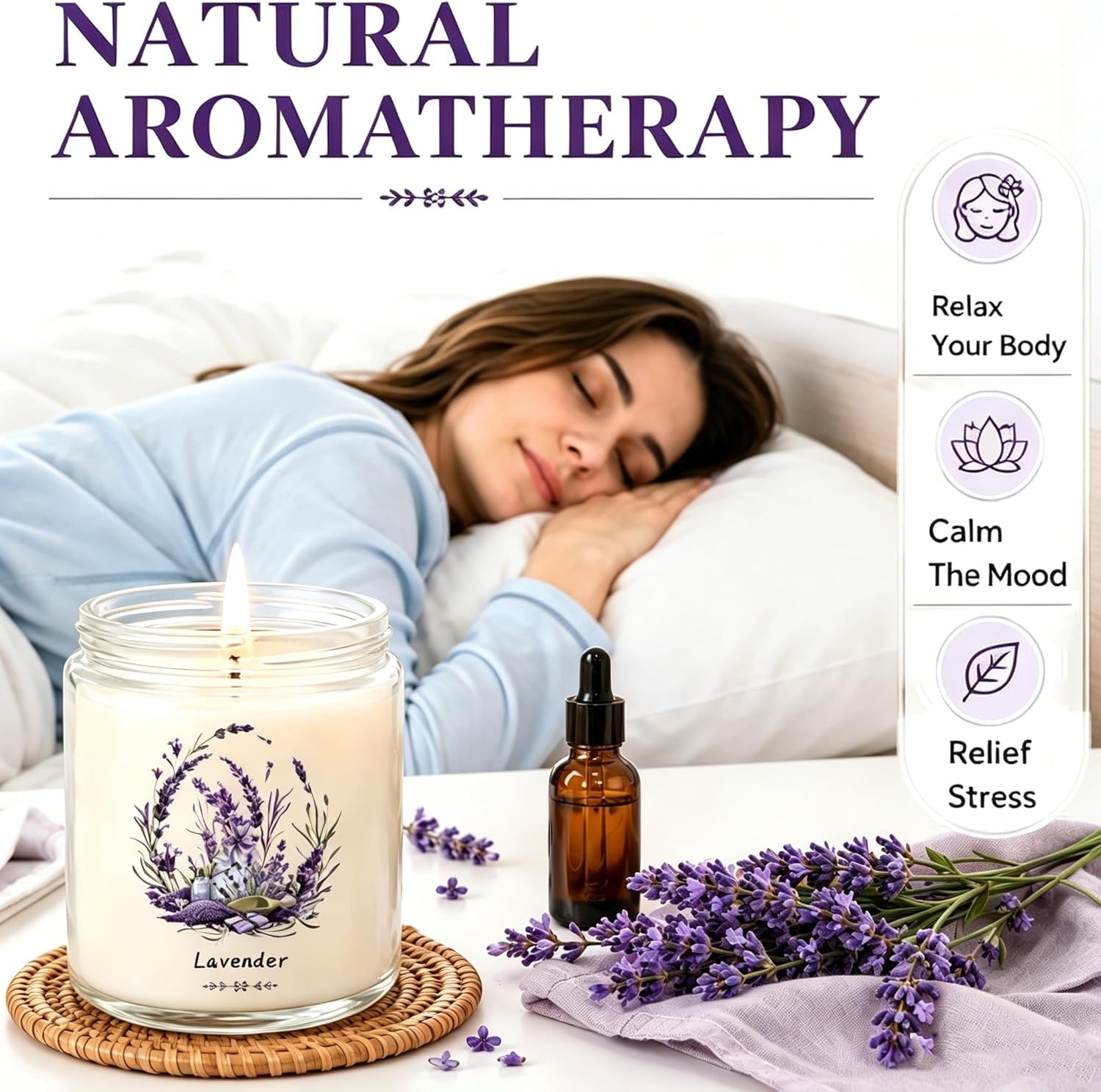 6 Pack Scented Candles Gift Set for Women, Soy Wax Jar Candles for Home, 37.8 oz Total Up to 300 Hours Burn Time, Fresh Scents - Lavender Lemon Mint Ocean Watermelon Vanilla Coconut