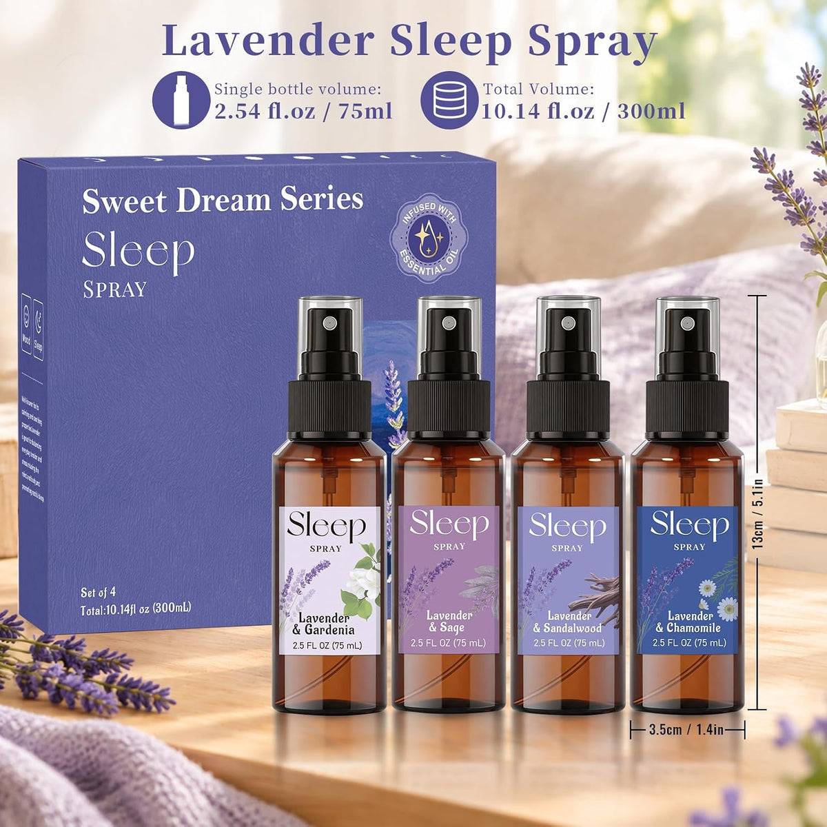 STRN Sleep Spray with Lavender Essential Oil, Pillow Spray, 2.5 FL OZ * 4