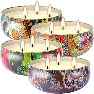 4 x 12oz Large Citronella Candle Outdoor，3 Wick Natural Soy Wax Summer Candle Bulk for Home, Garden Yard Balcony Camping Party ，200 Hours Long Burning