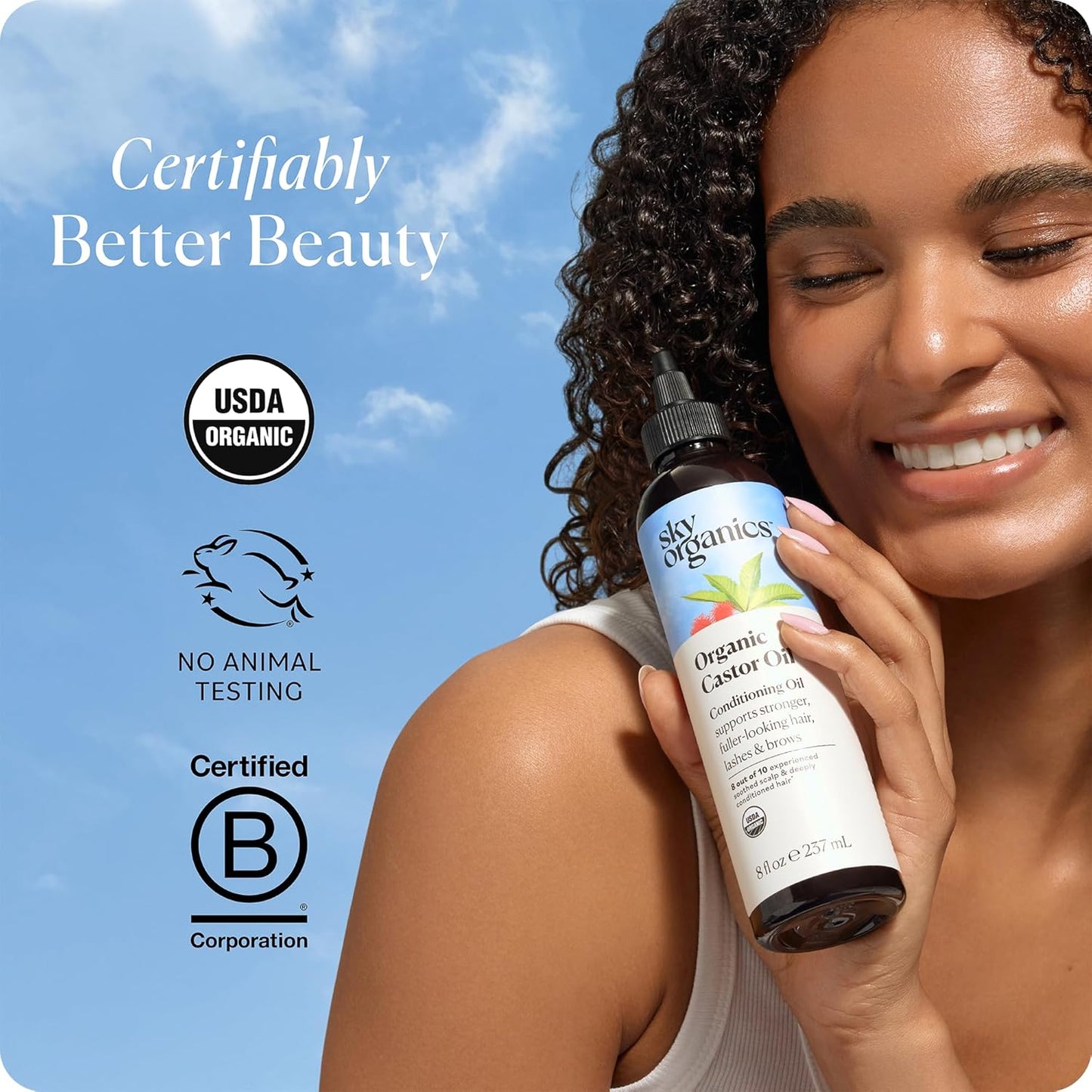 Sky Organics - Castor Oil Organic - Volumizing Hair Oil - Scalp, Lashes, Brows - Pure Castor Oil Cold Pressed - Natural Conditioner - Omega Fatty Acids, Vegan - Beauty, Hair Care, & Self Care - 16oz