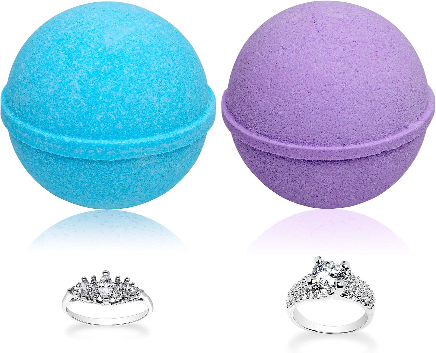 Ocean Breeze Lavender Bath Bombs Gift Set of 2 with Size 6 Ring Inside Each Made in USA
