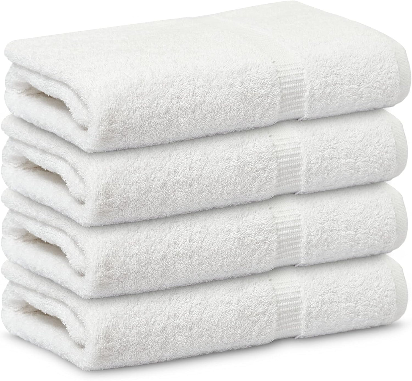 GOLD TEXTILES Premium Bath Towel Set (Pack of 24,27 x 54) 100% Ring-Spun Cotton Towels for Hotel, Spa, Soft and Absorbent (27 x 54, White - 24 Pcs)