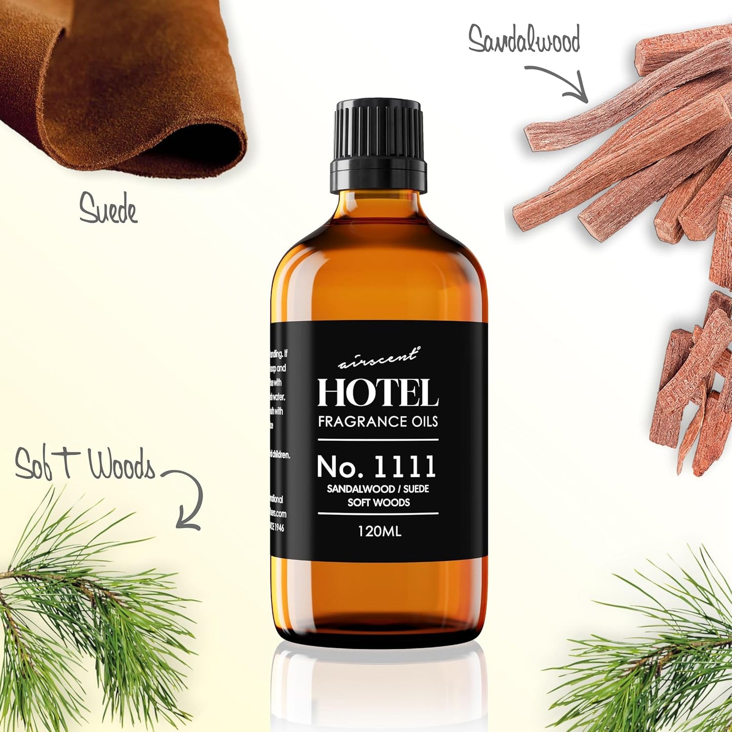 AirScent My Way Diffuser Oil No. 1111 Inspired by the 1 Hotel Scent - Sandalwood Suede Soft Woods - Fragrance Oil Blend for Ultrasonic and Waterless Diffusers and Crafting - 500 mL, 16.9 fl oz Bottle