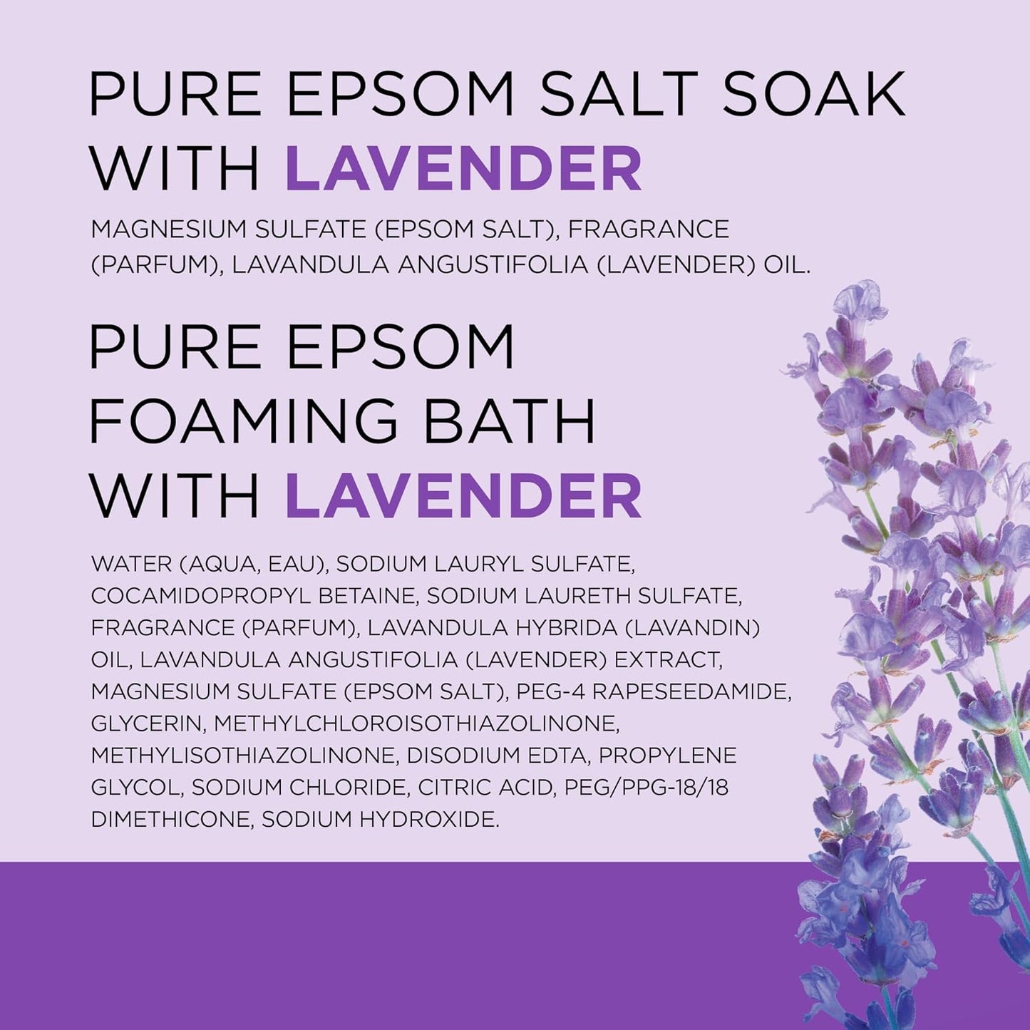 Dr. Teal's Epsom Salt Soaking Solution and Foaming Bath with Pure Epsom Salt Combo Pack, Lavender