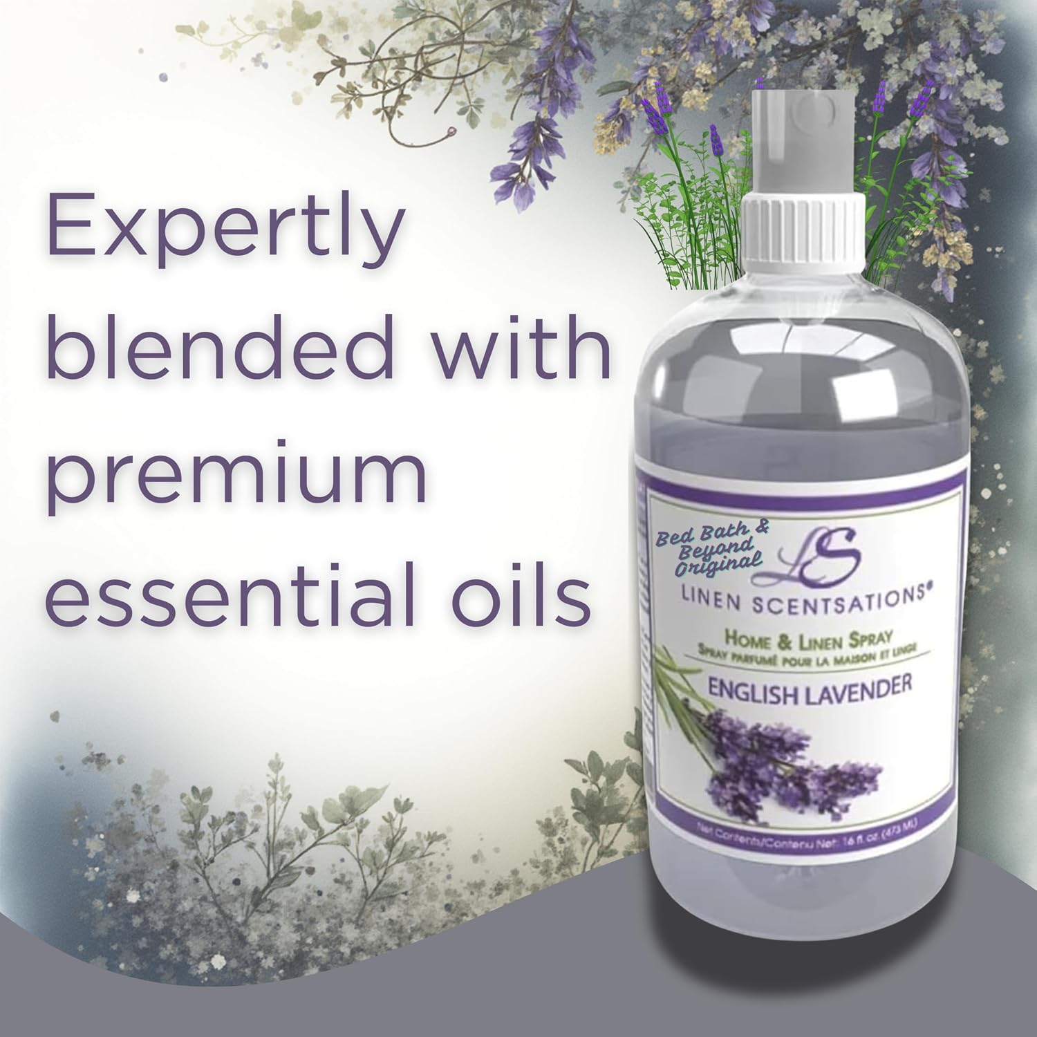 Linen Scentsations Fabric and Linen Spray 2 Pack, English Lavender, 16oz x2 (32oz Total) - Odor Eliminator & Freshener for Bedding, Clothes, Room & Pillow