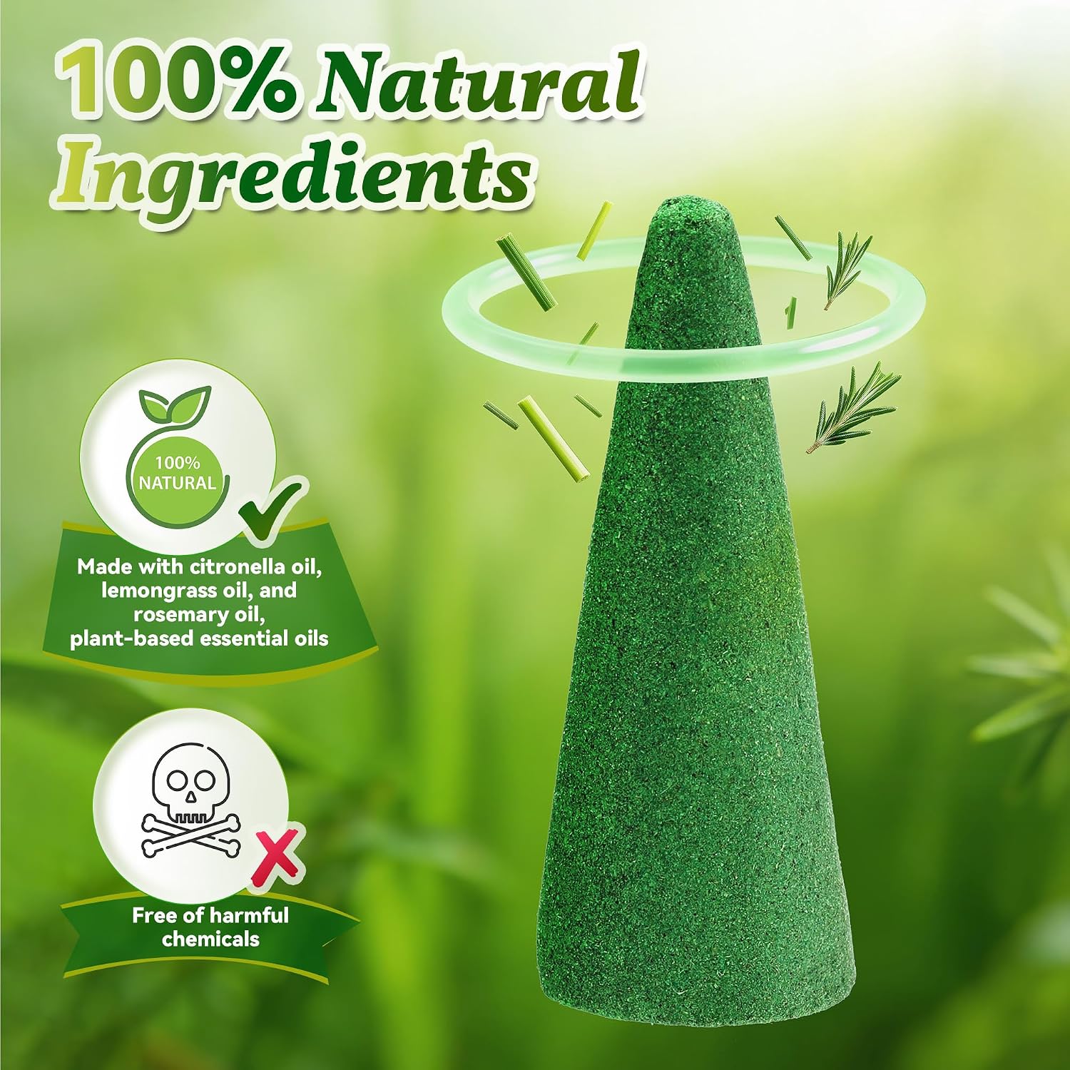 150 Pcs Mosquito Repellent Incense Cones with 6 Metal Dishes, Natural Citronella Incense Cone for Outdoor & Indoor, Suitable for Camping, Hiking, Patio, Poolside, Living Room