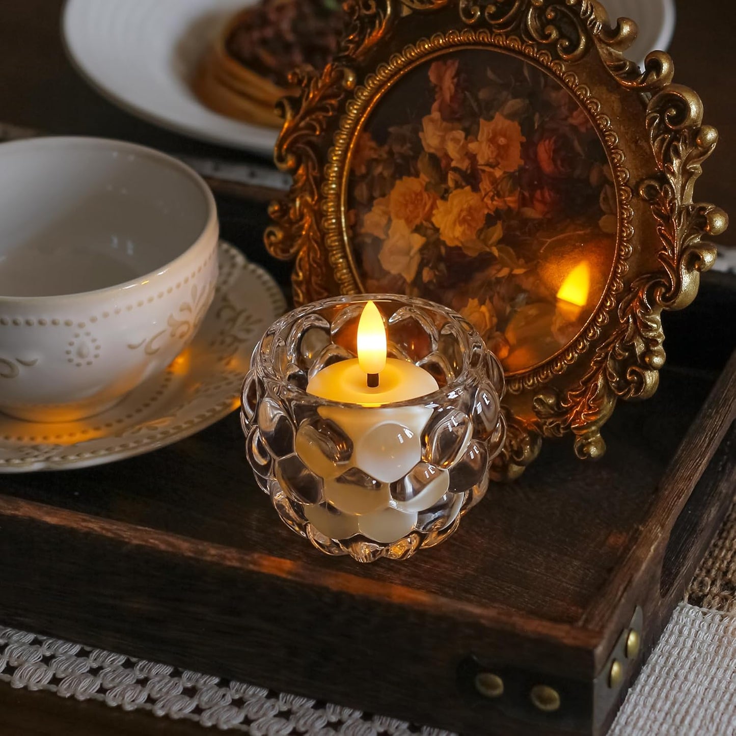 Small Flickering Tea Light Flameless Candles with Battery and Remote,1.5" x2.5" Ivory LED 2/4/6/8H Timer Votive Battery Operated Pillar Plastic Long Lasting 6pcs Tealight Candles