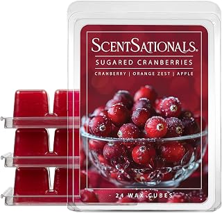 Scentsationals Sugared Cranberries Scented Wax Melts - Cranberry, Apple, & Orange Zest, 10oz (24 Cubes)