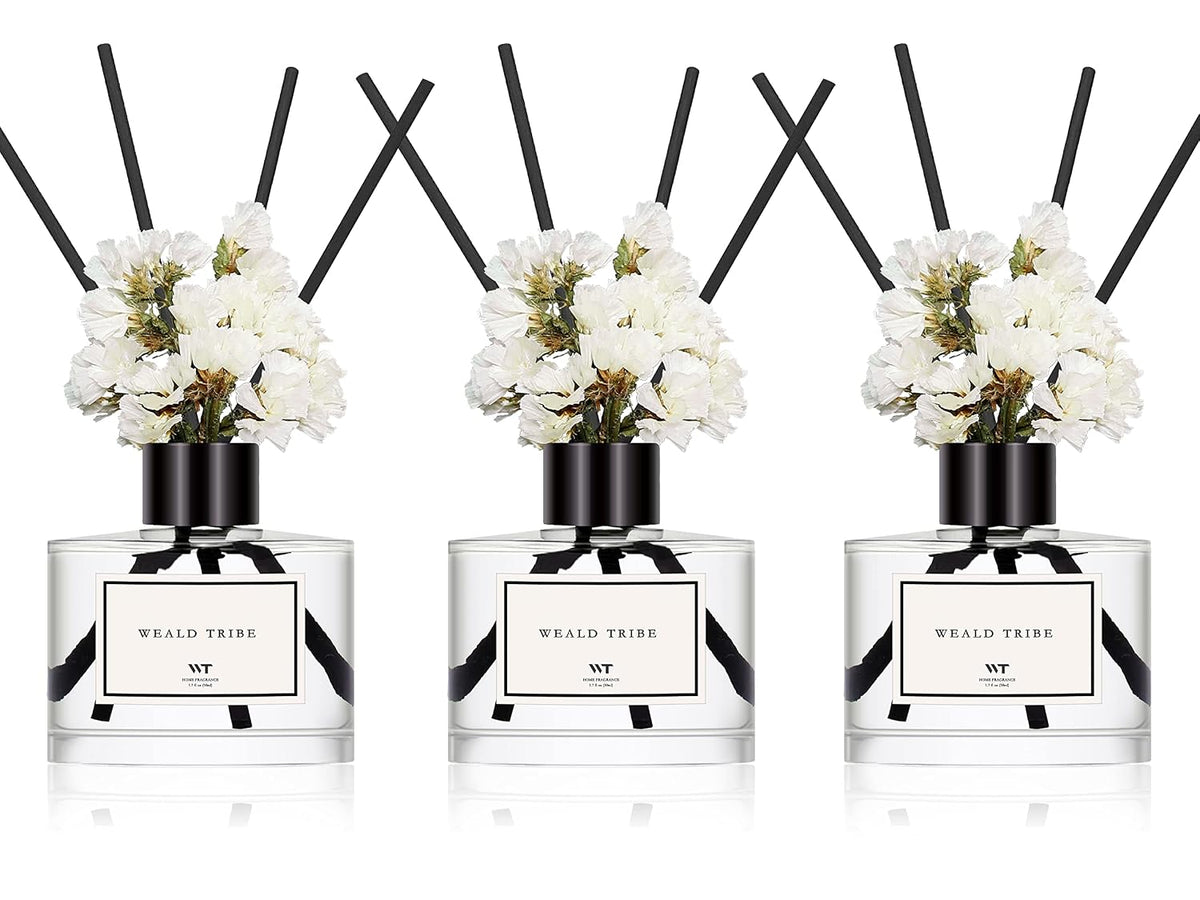 Flower Reed Diffuser Set of 3 for Bathroom Air Fresheners Shelf Decor