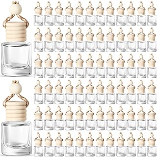 BBTO 100 Pcs Car Air Fresheners Diffuser with Wooden Cap Empty Aromatherapy Diffuser Clear Fragrance Holder Pendant Hanging Perfume Fresheners Bottles for Car Decor(Classic,Clear)