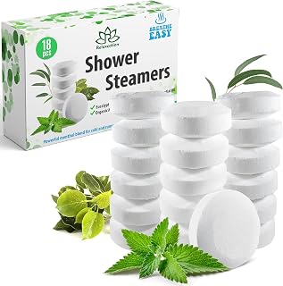 Made in USA - 18 Shower Steamers Vapor Tablets Extra Strong for Sinus Relief Aromatherapy Spa, Shower Bombs - Menthol Crystals, Camphor and Eucalyptus Essential Oils - Long Lasting Effect