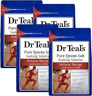 Dr. Teal's Rosemary & Mint Bath Soak Gift Set (4 Pack, 3lbs Ea.) - Wellness Therapy Soaking Solution Eases Aches & Pains and Promotes Healing for Overworked Muscles - At Home