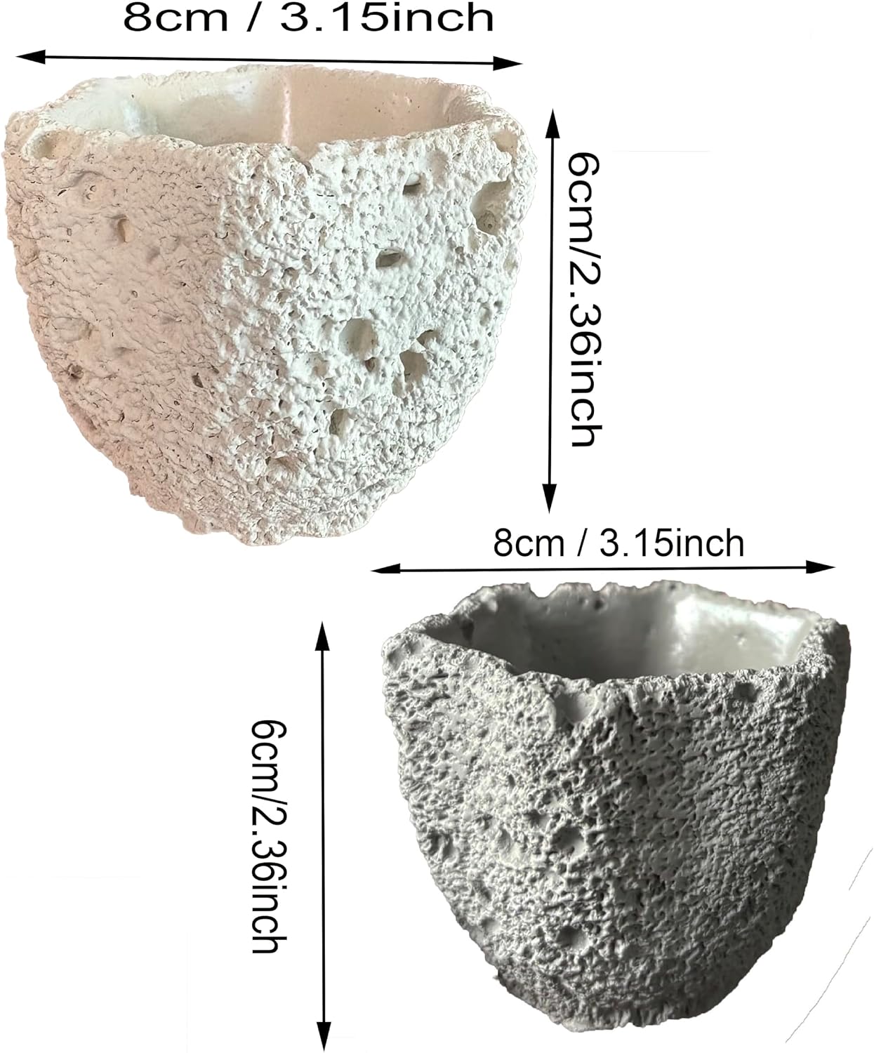 Handmade Concrete Match Holder, Petal Shape Design, Set of 2, Decorative Jar for Candle Matches, Modern Home Decor(matchs not Included)
